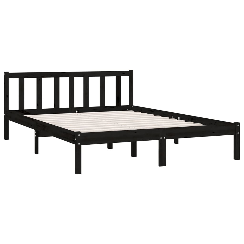Okvir za krevet od masivne borovine crni 135x190 cm bračni