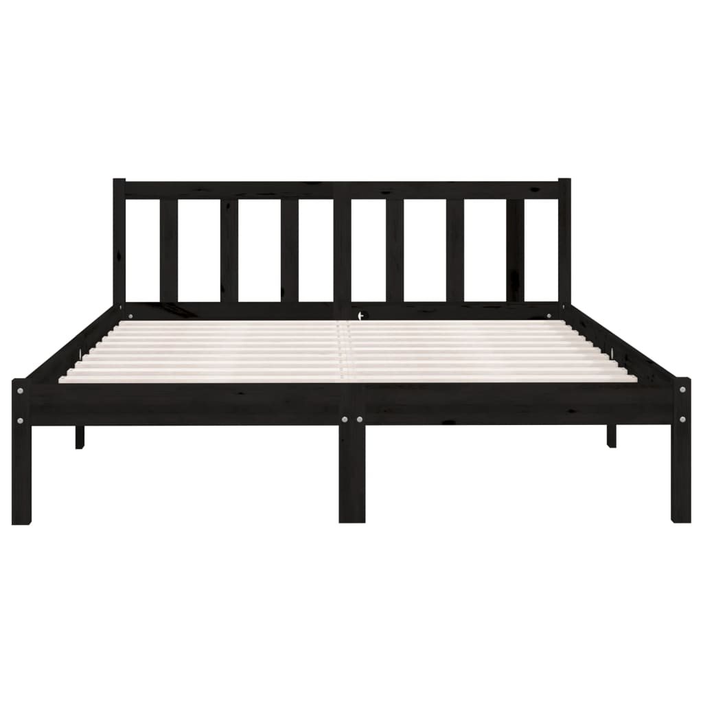 Okvir za krevet od masivne borovine crni 135x190 cm bračni