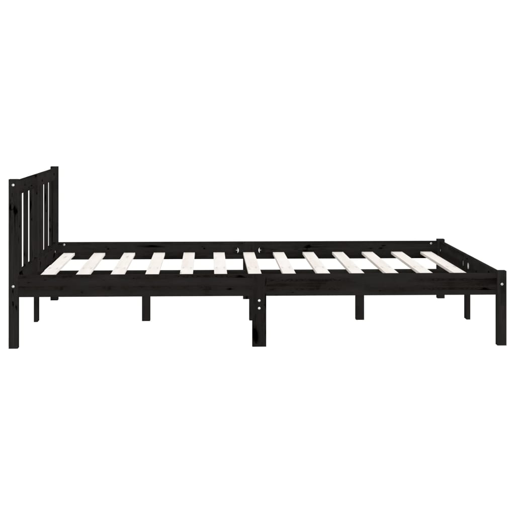 Okvir za krevet od masivne borovine crni 135x190 cm bračni