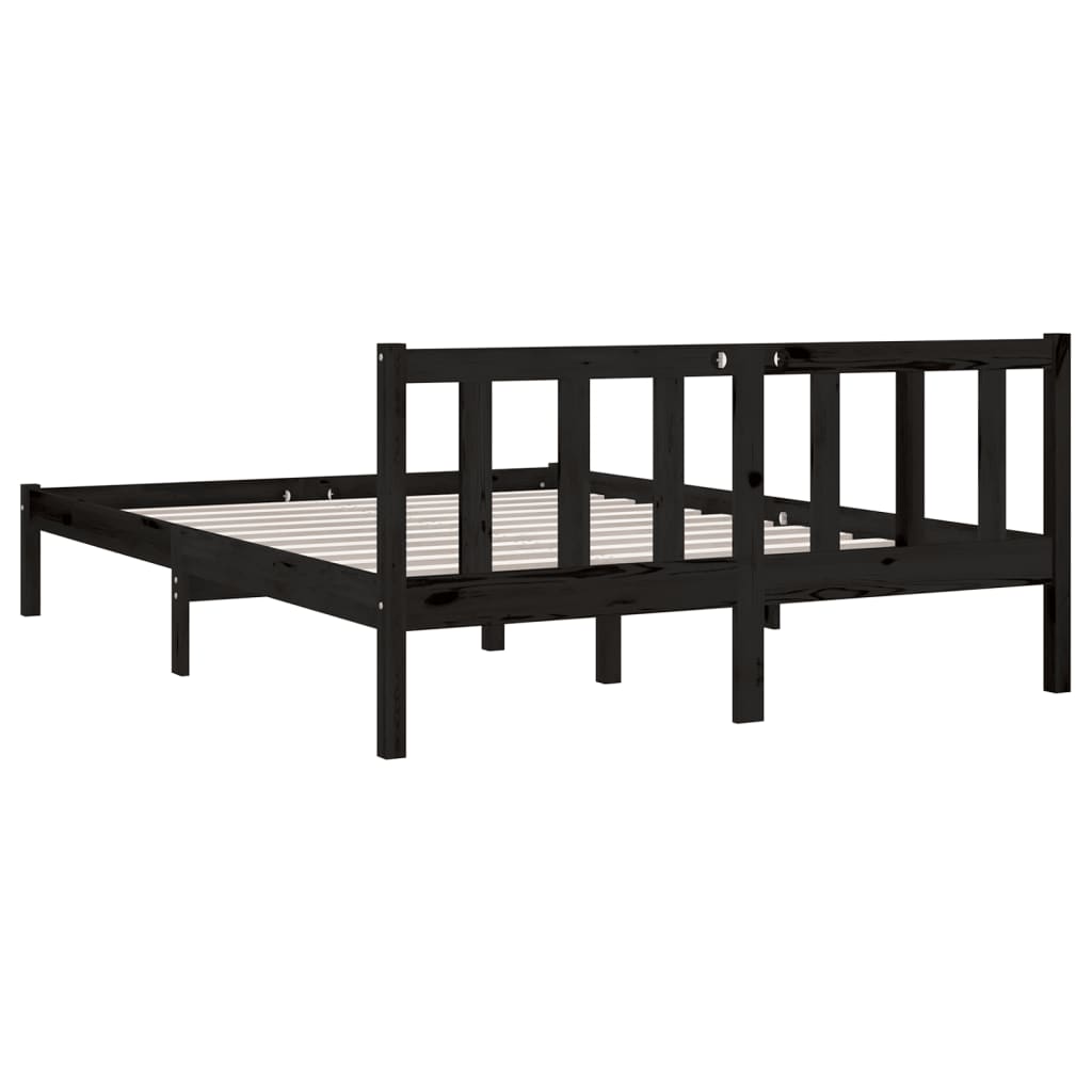 Okvir za krevet od masivne borovine crni 135x190 cm bračni
