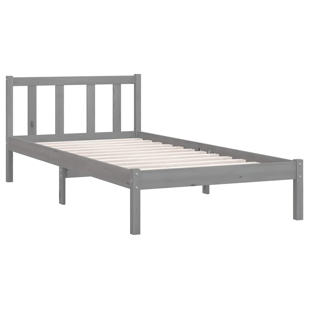 Okvir za krevet od masivne borovine sivi 90 x 200 cm