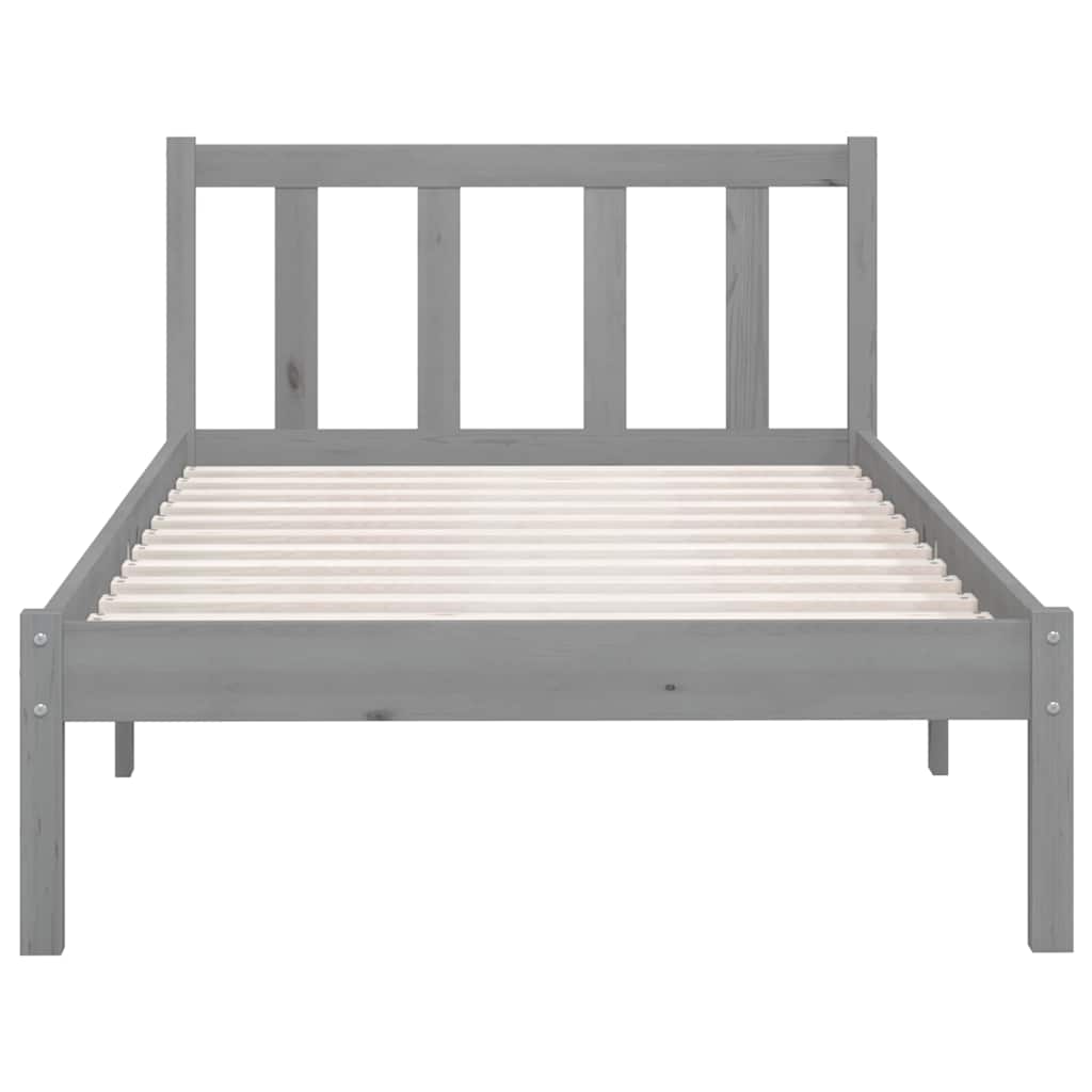 Okvir za krevet od masivne borovine sivi 90 x 200 cm