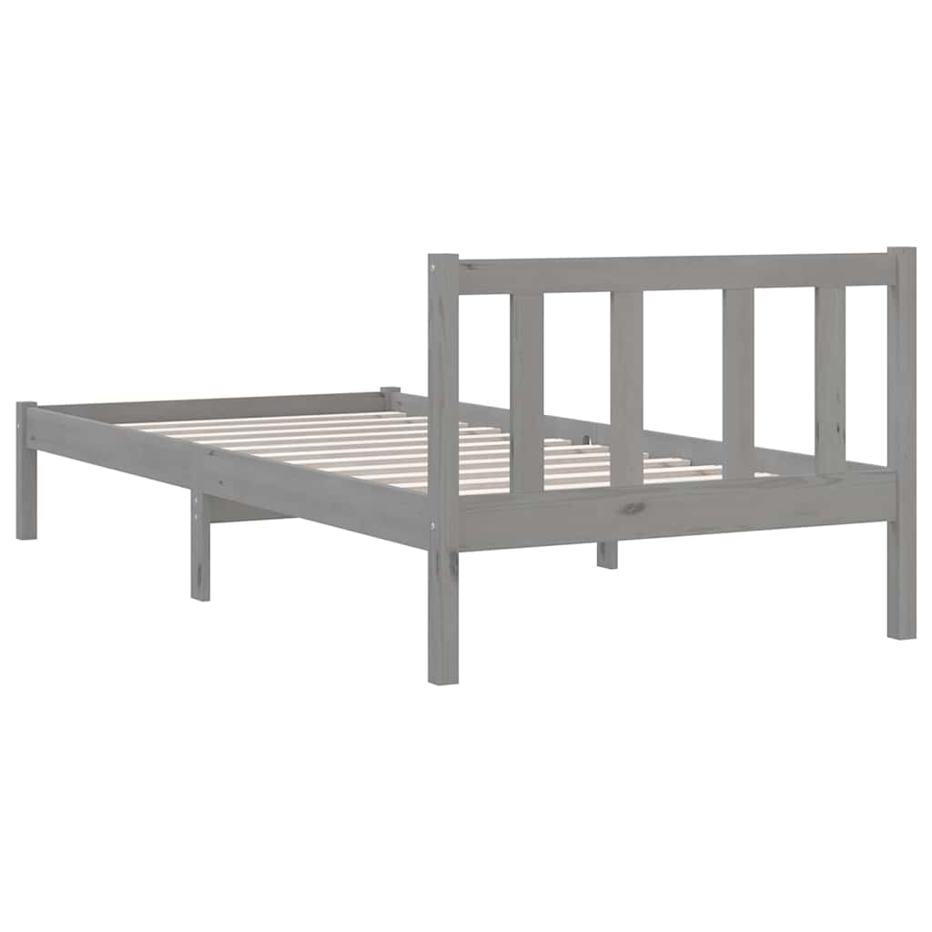 Okvir za krevet od masivne borovine sivi 90 x 200 cm