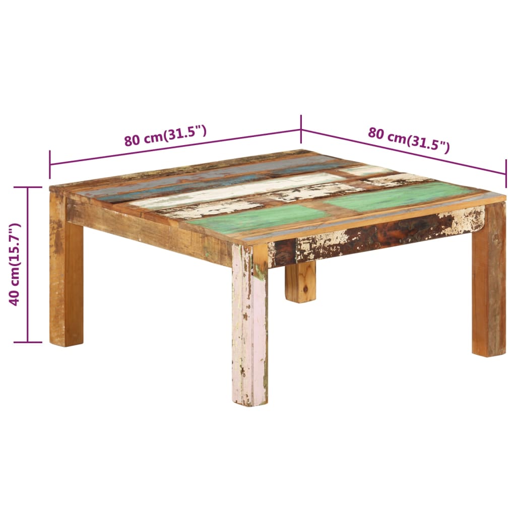 Stolić za kavu 80 x 80 x 40 cm od masivnog obnovljenog drva