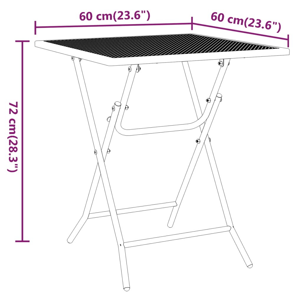 Vrtni stol od ekspandirane metalne mreže 60x60x72 cm antracit