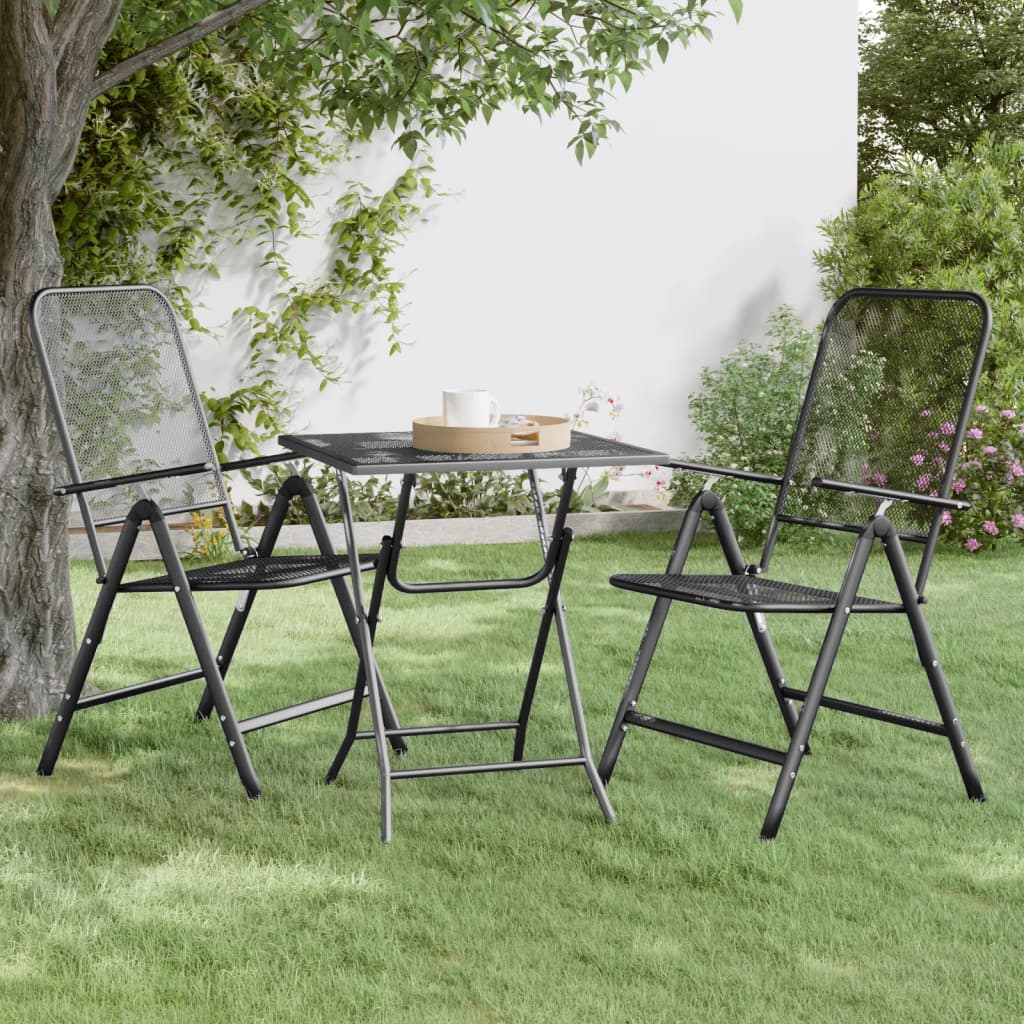 Vrtni stol od ekspandirane metalne mreže 60x60x72 cm antracit