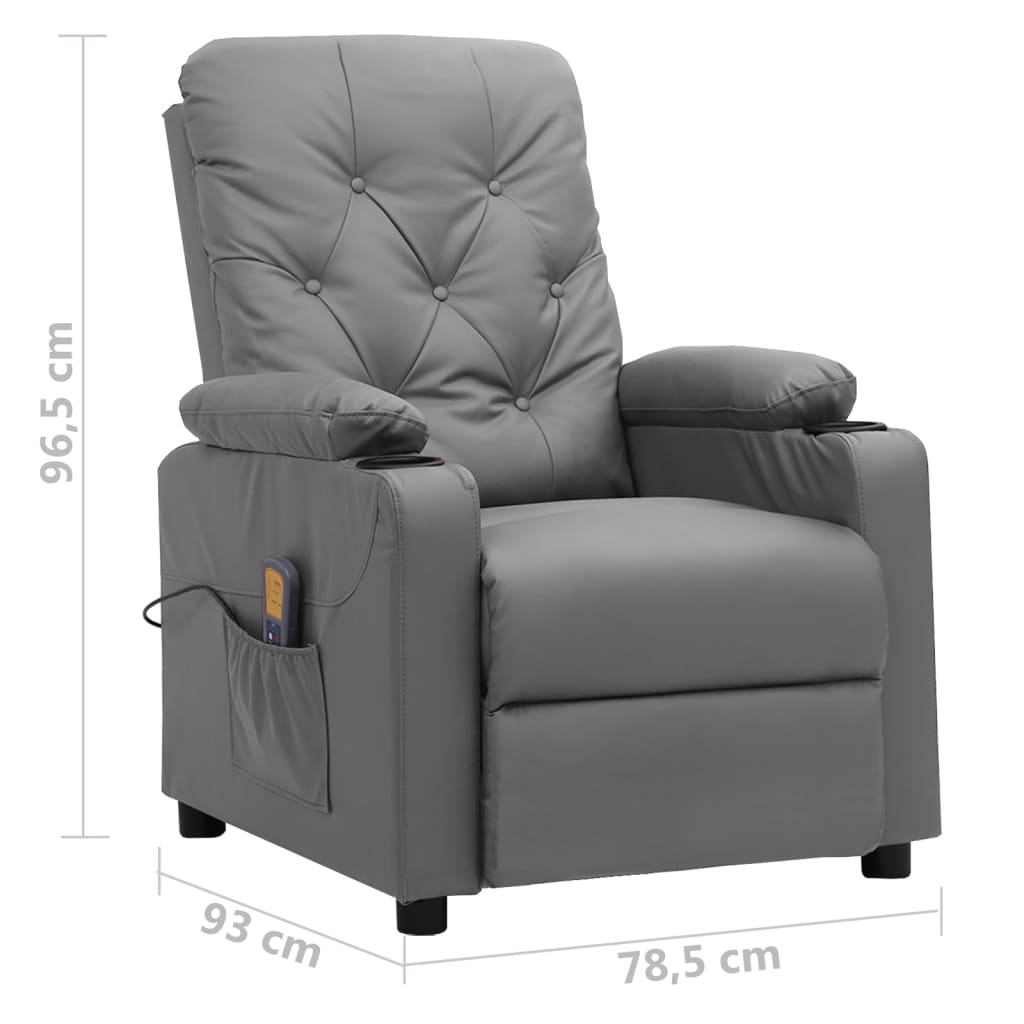 Masažna fotelja od umjetne kože siva