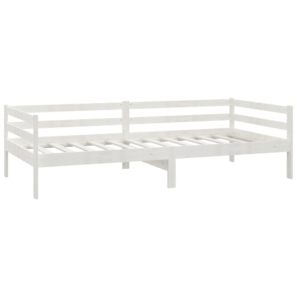 Dnevni ležaj s madracem 90 x 200 cm bijeli od masivne borovine