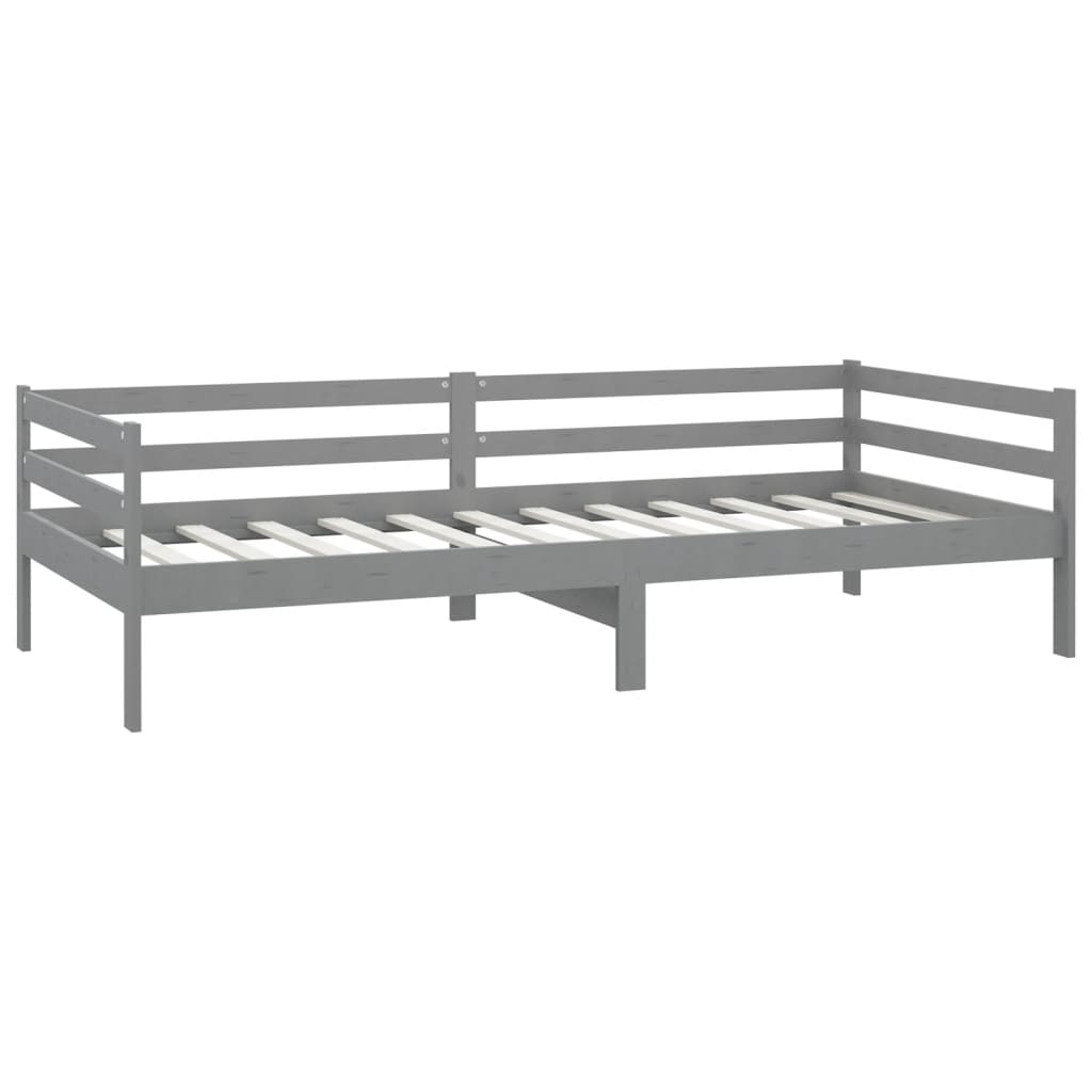 Dnevni ležaj s madracem 90 x 200 cm sivi od masivne borovine