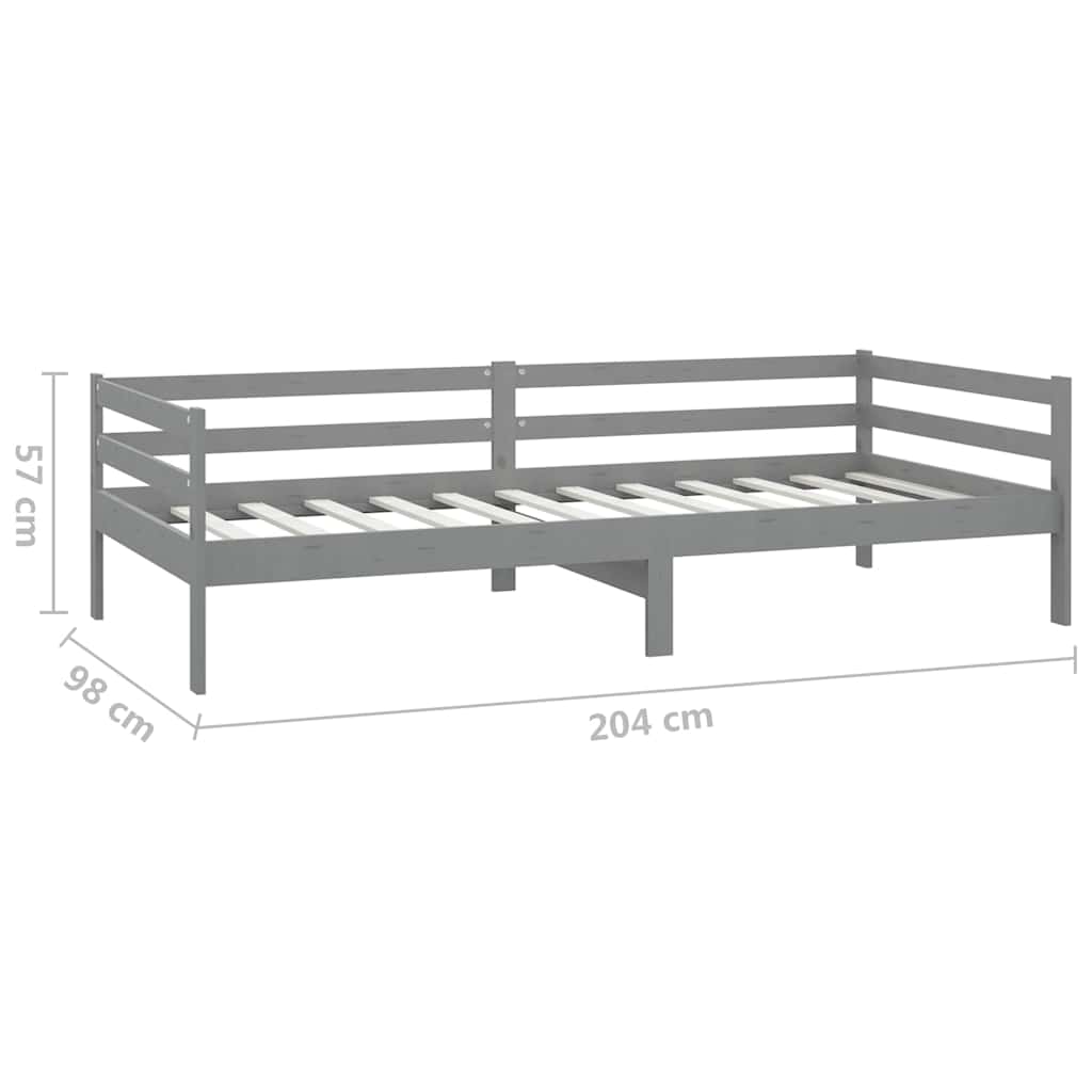 Dnevni ležaj s madracem 90 x 200 cm sivi od masivne borovine