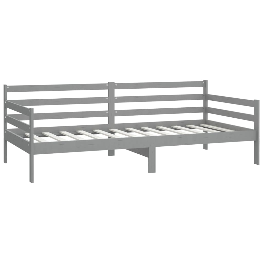 Dnevni ležaj s madracem 90 x 200 cm sivi od masivne borovine