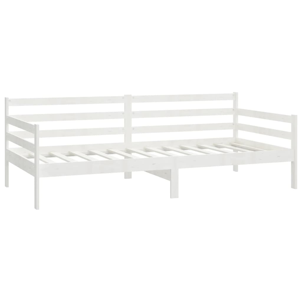 Dnevni ležaj s madracem 90 x 200 cm bijeli od masivne borovine