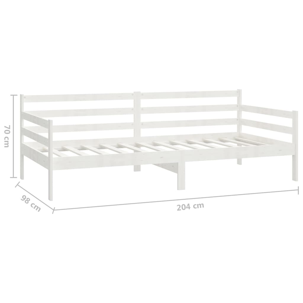 Dnevni ležaj s madracem 90 x 200 cm bijeli od masivne borovine