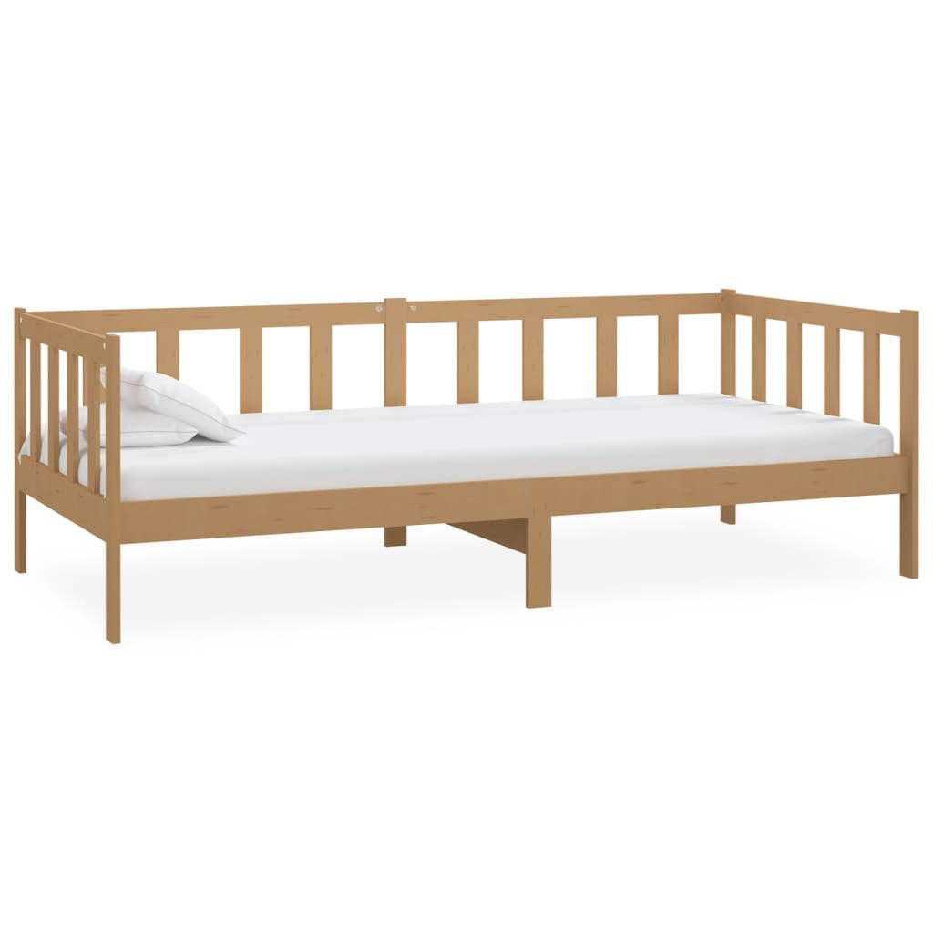 Dnevni ležaj s madracem 90x200 cm boja meda od masivne borovine