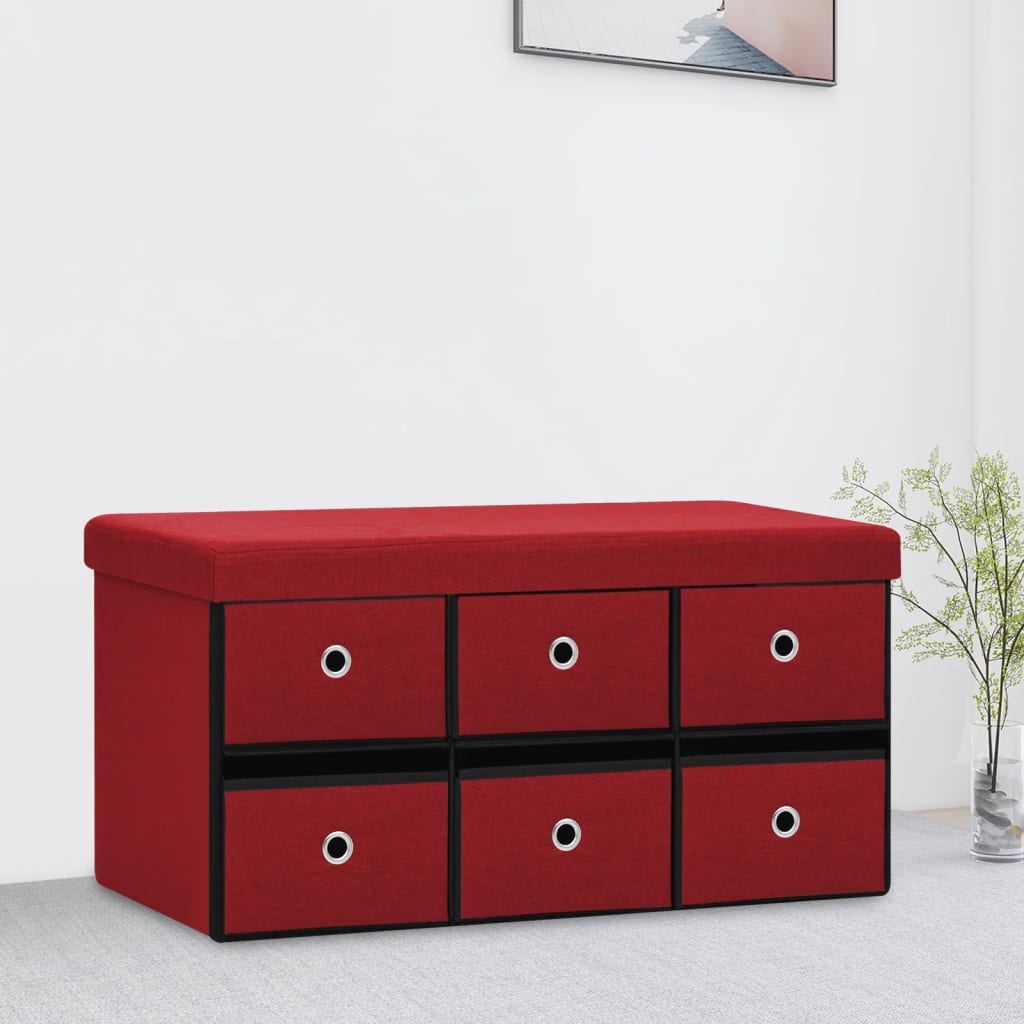 Sklopiva klupa za pohranu boja vina 76x38x38 cm umjetno platno