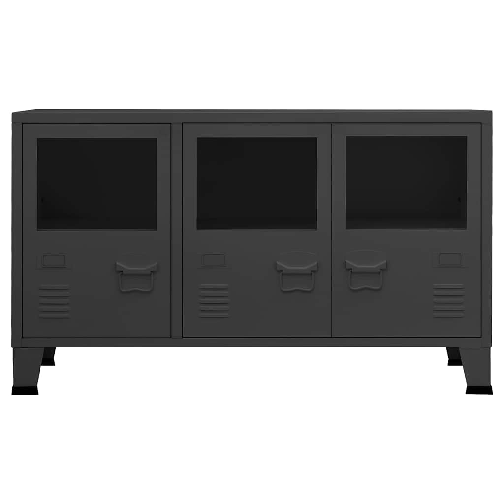 Komoda antracit 105 x 35 x 62 cm od metala i stakla