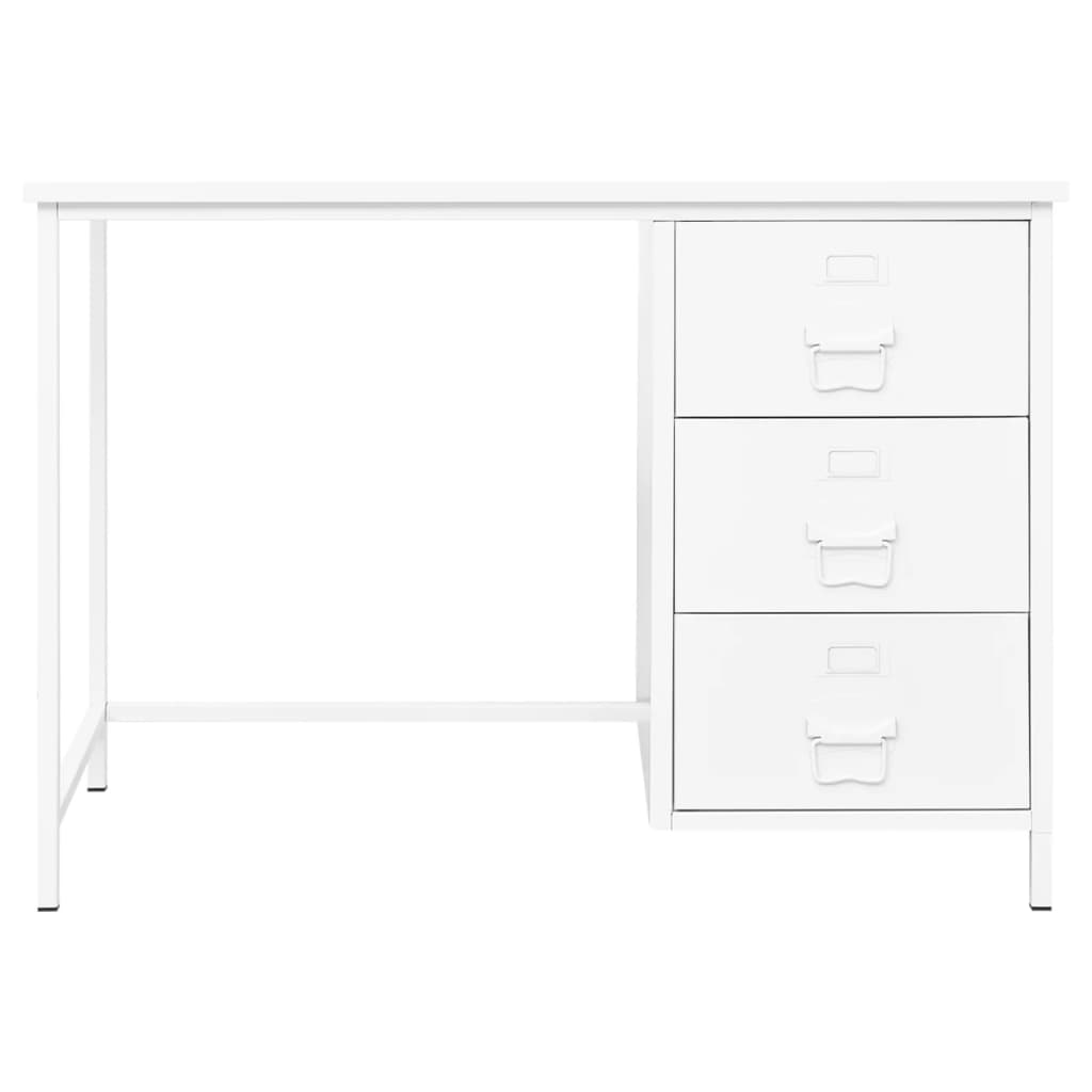 Industrijski radni stol s ladicama bijeli 105x52x75 cm čelični