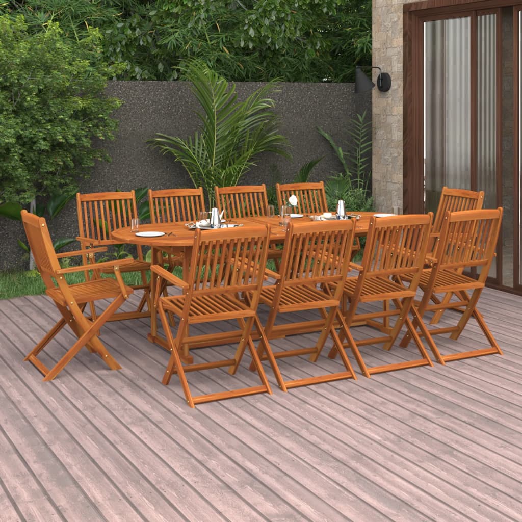 11-dijelni vrtni blagovaonski set 220x90x75 cm bagremovog drva
