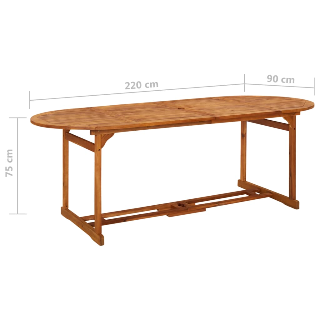 11-dijelni vrtni blagovaonski set 220x90x75 cm bagremovog drva