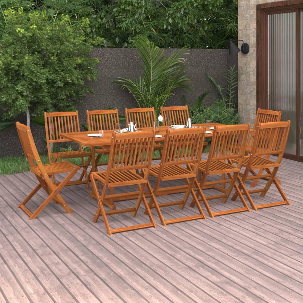 11-dijelni vrtni blagovaonski set 220x90x75 cm bagremovog drva