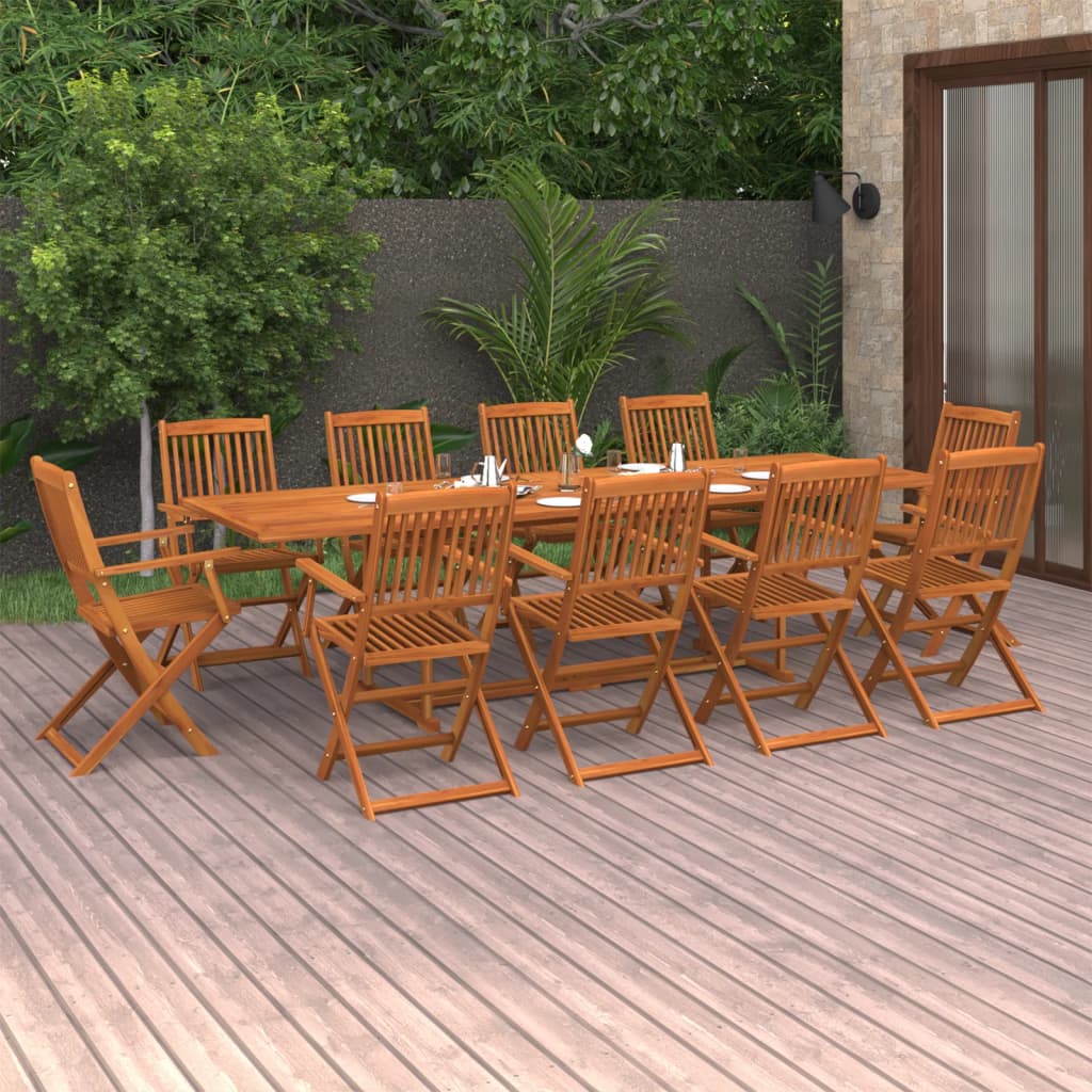 11-dijelni vrtni blagovaonski set 280x90x75 cm bagremovog drva