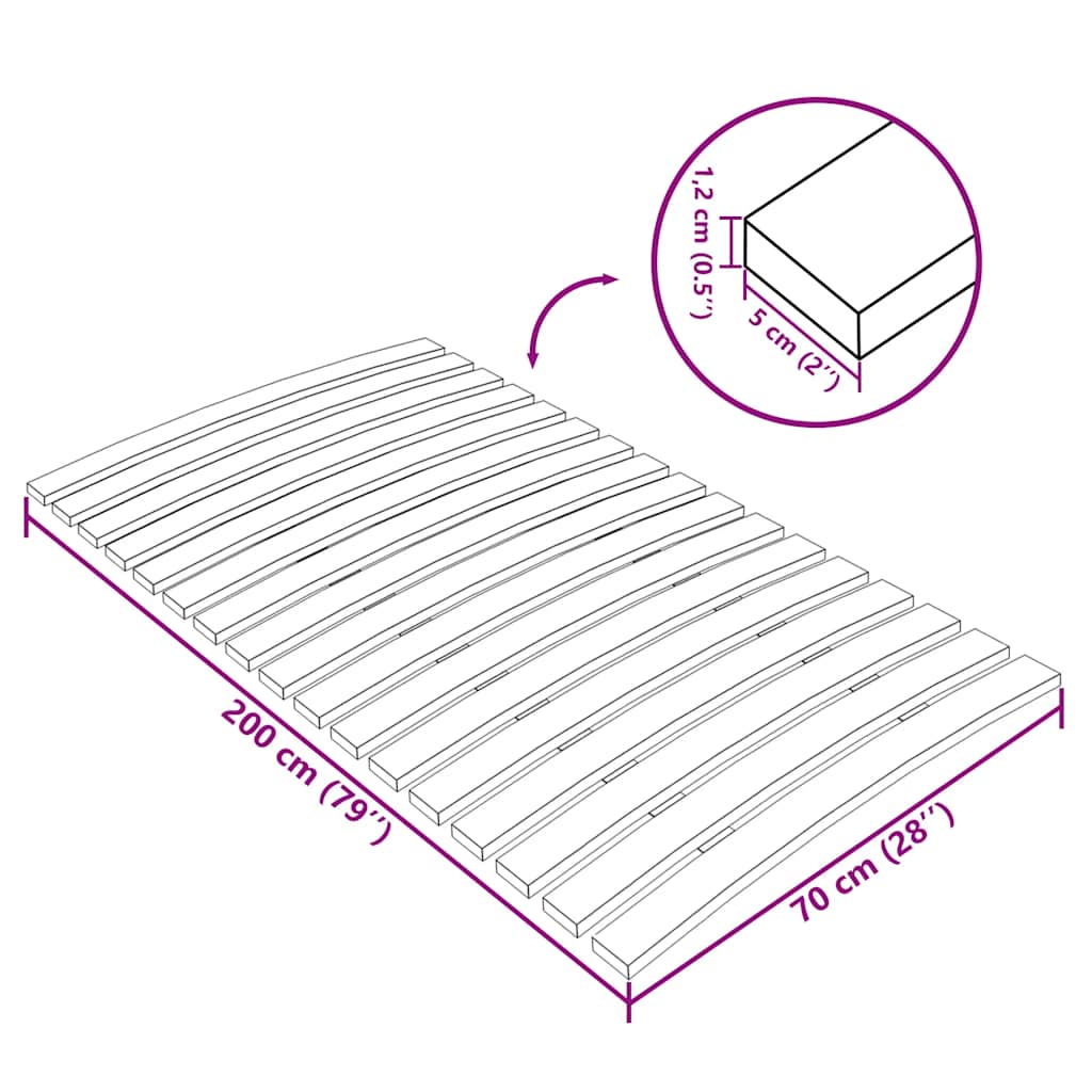 Zamjenske letvice za krevet sa 17 letvica 70x200 cm