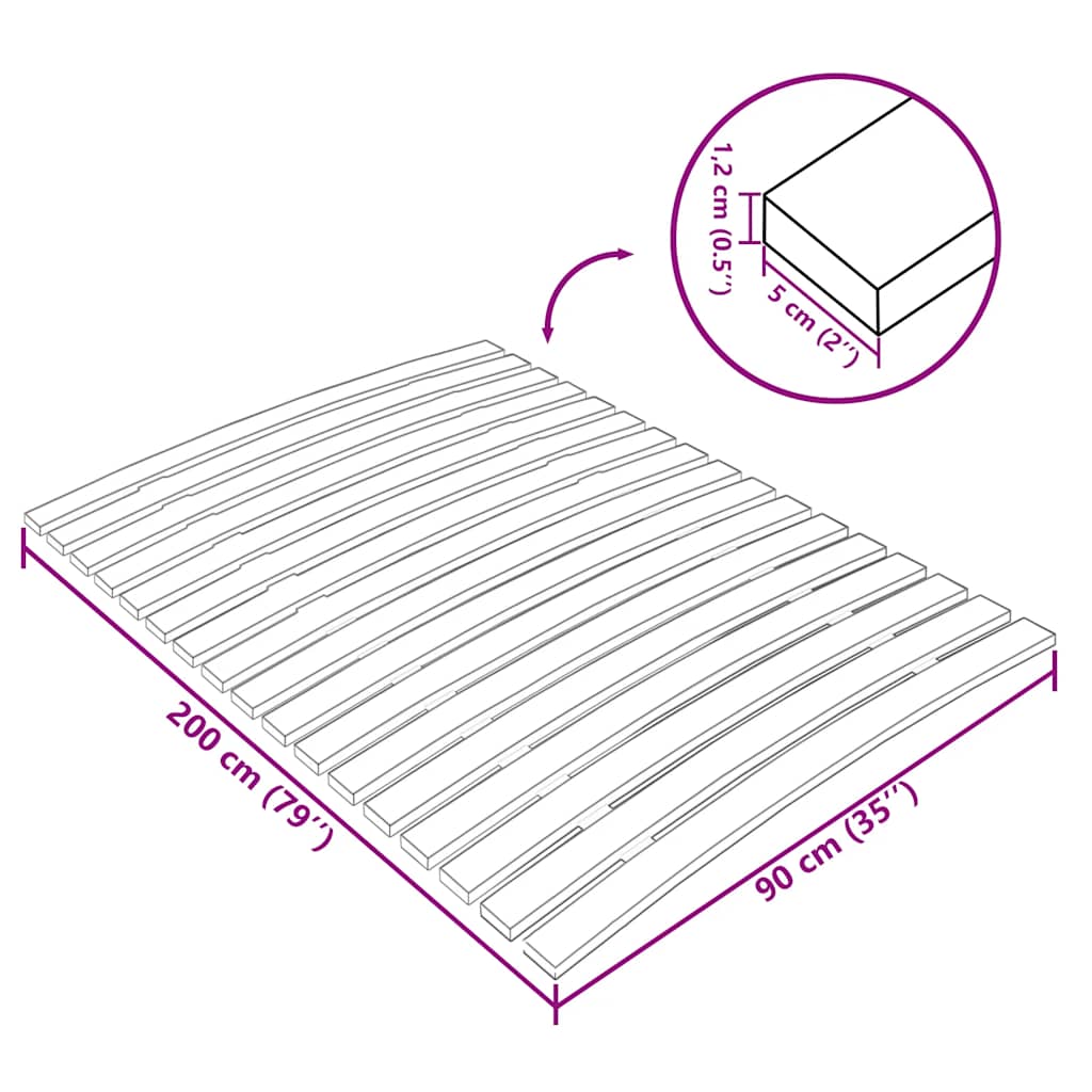 Zamjenske letvice za krevet sa 17 letvica 90x200 cm