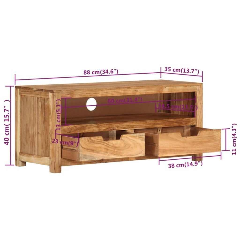 TV ormarić 88 x 35 x 40 cm od masivnog bagremovog drva