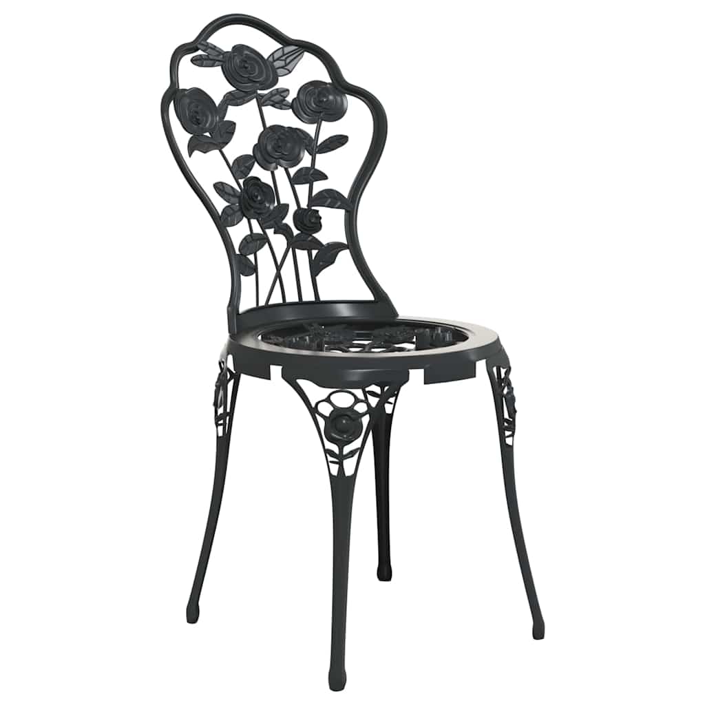 3-dijelni bistro set od lijevanog aluminija crni