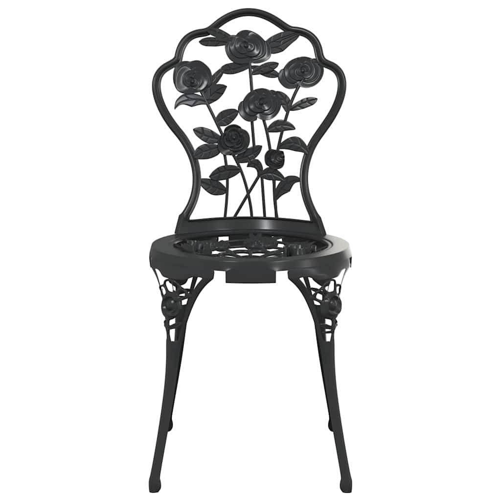 3-dijelni bistro set od lijevanog aluminija crni