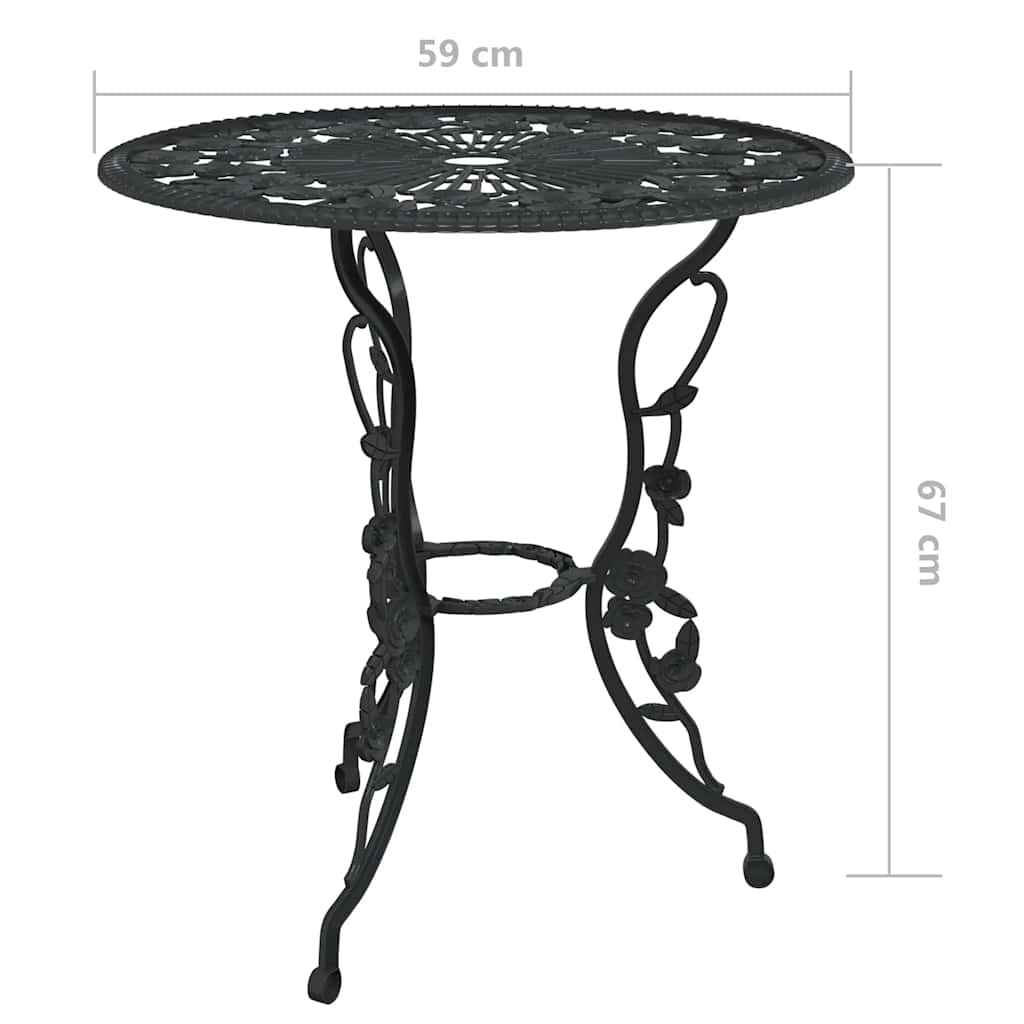 3-dijelni bistro set od lijevanog aluminija crni