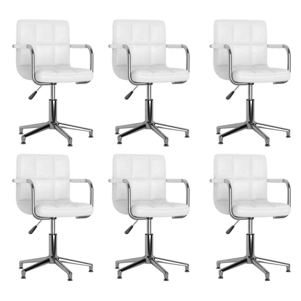 Okretne blagovaonske stolice od umjetne kože 6 kom bijele