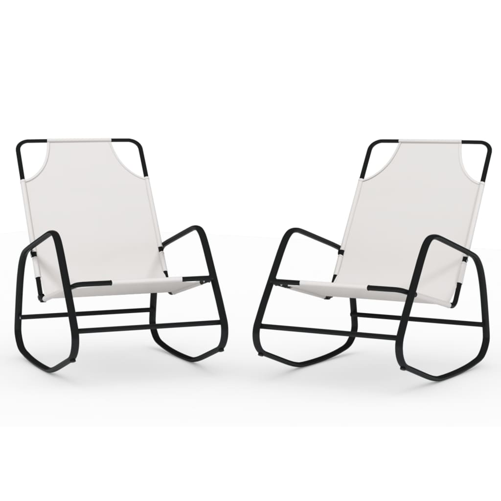 Ljuljajuće ležaljke za sunčanje 2 kom čelik i tekstilen krem