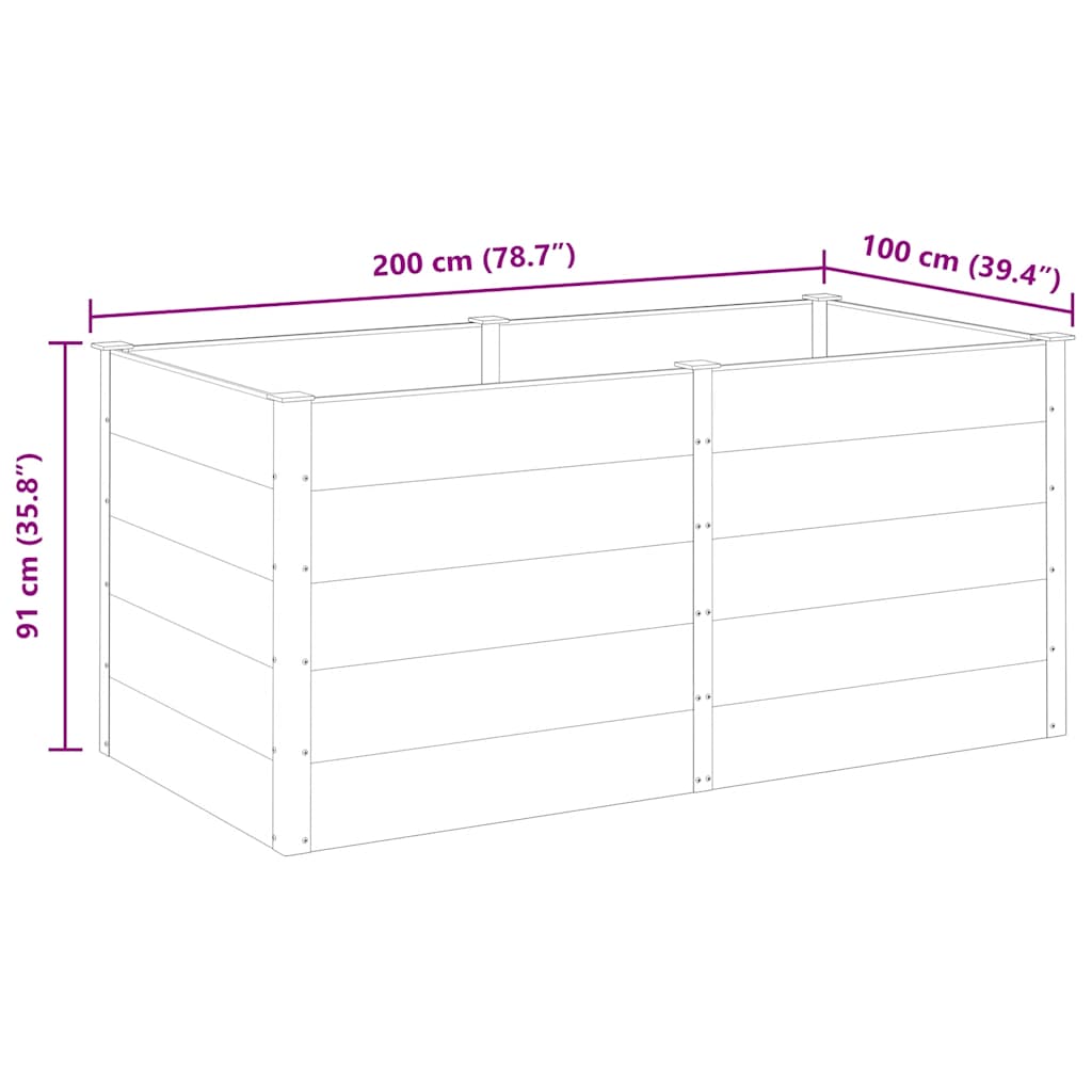 Povišena vrtna gredica 200 x 100 x 91 cm WPC siva