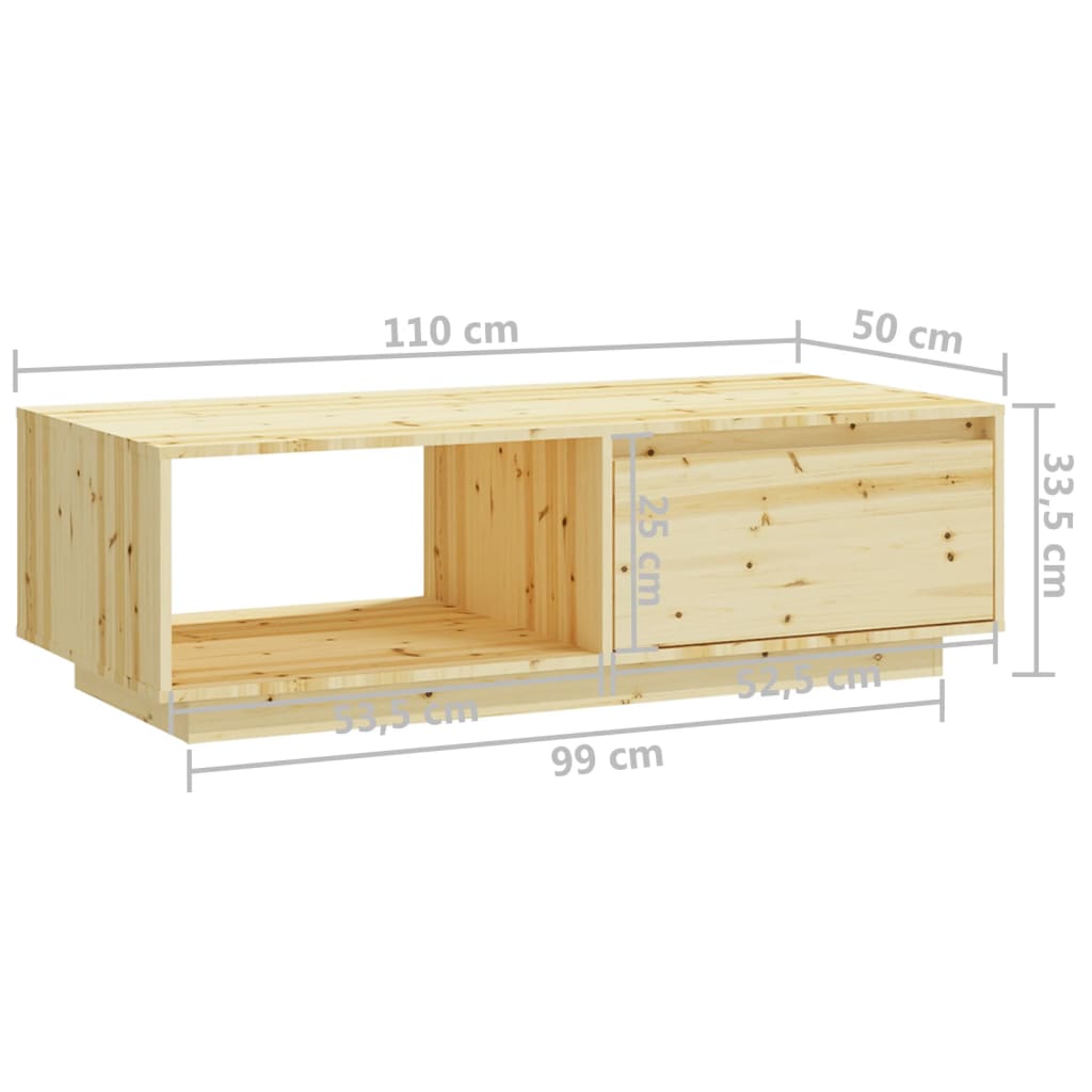 Stolić za kavu 110 x 50 x 33,5 cm od masivne jelovine