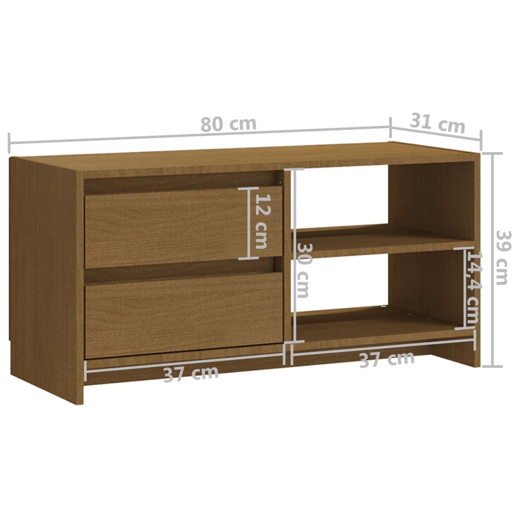TV ormarić smeđa boja meda 80 x 31 x 39 cm od masivne borovine
