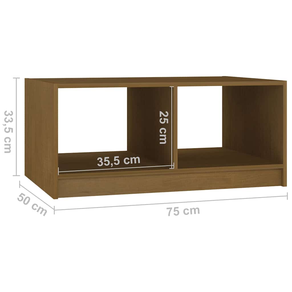 Stolić za kavu boja meda 75 x 50 x 33,5 cm od masivne borovine