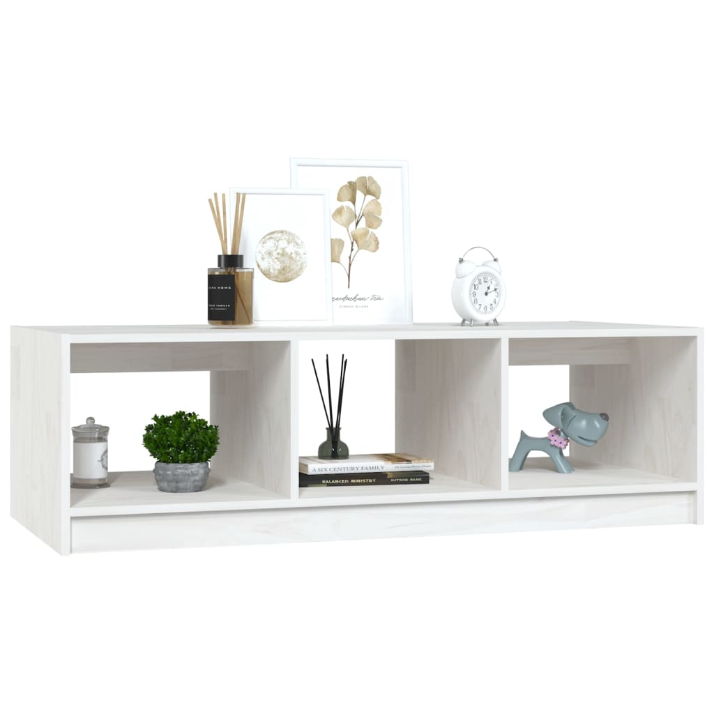 Stolić za kavu bijeli 110 x 50 x 34 cm od masivne borovine