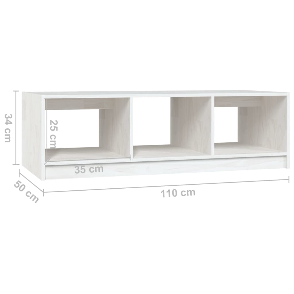 Stolić za kavu bijeli 110 x 50 x 34 cm od masivne borovine