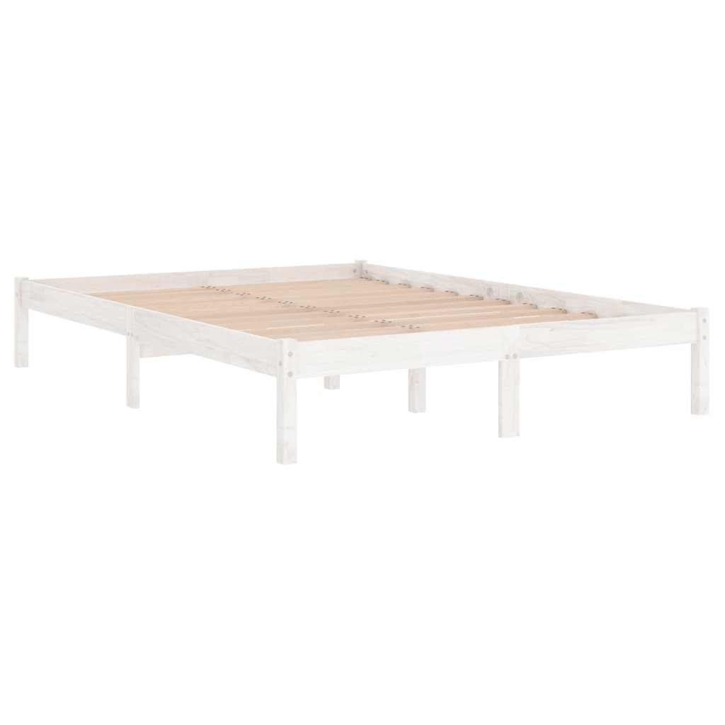 Okvir za krevet od masivnog drva bijeli 135x190 cm bračni