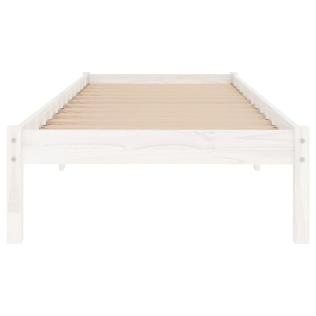 Okvir za krevet od masivne borovine bijeli 90 x 200 cm