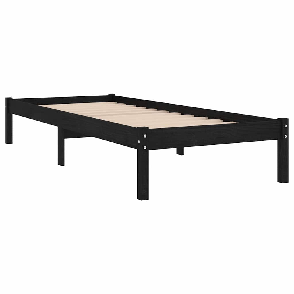 Okvir za krevet od masivne borovine crni 100 x 200 cm
