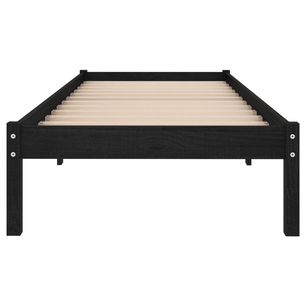 Okvir za krevet od masivne borovine crni 100 x 200 cm