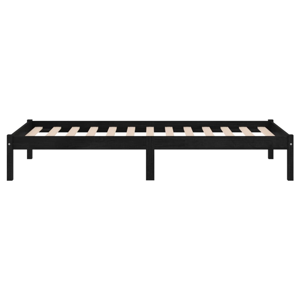 Okvir za krevet od masivne borovine crni 100 x 200 cm