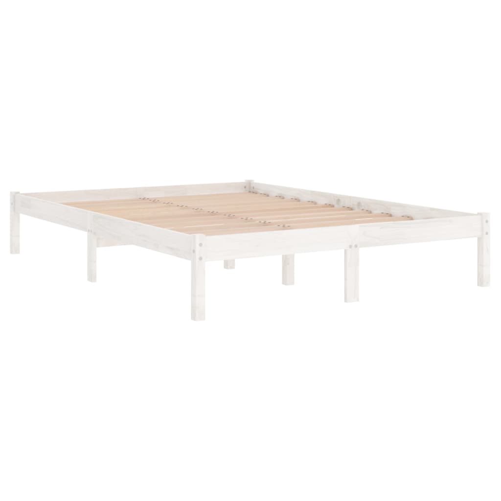 Okvir za krevet od masivne borovine bijeli 120 x 200 cm