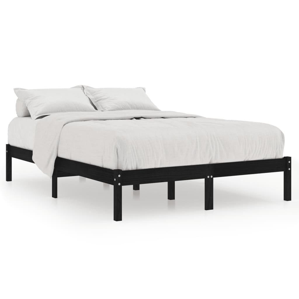 Okvir za krevet od masivnog drva crni 150 x 200 cm veliki