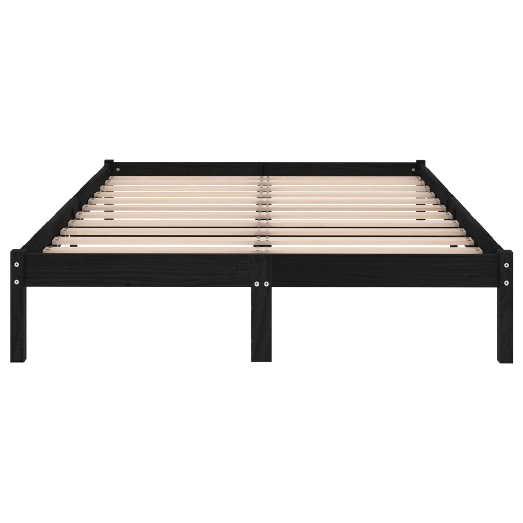 Okvir za krevet od masivnog drva crni 150 x 200 cm veliki