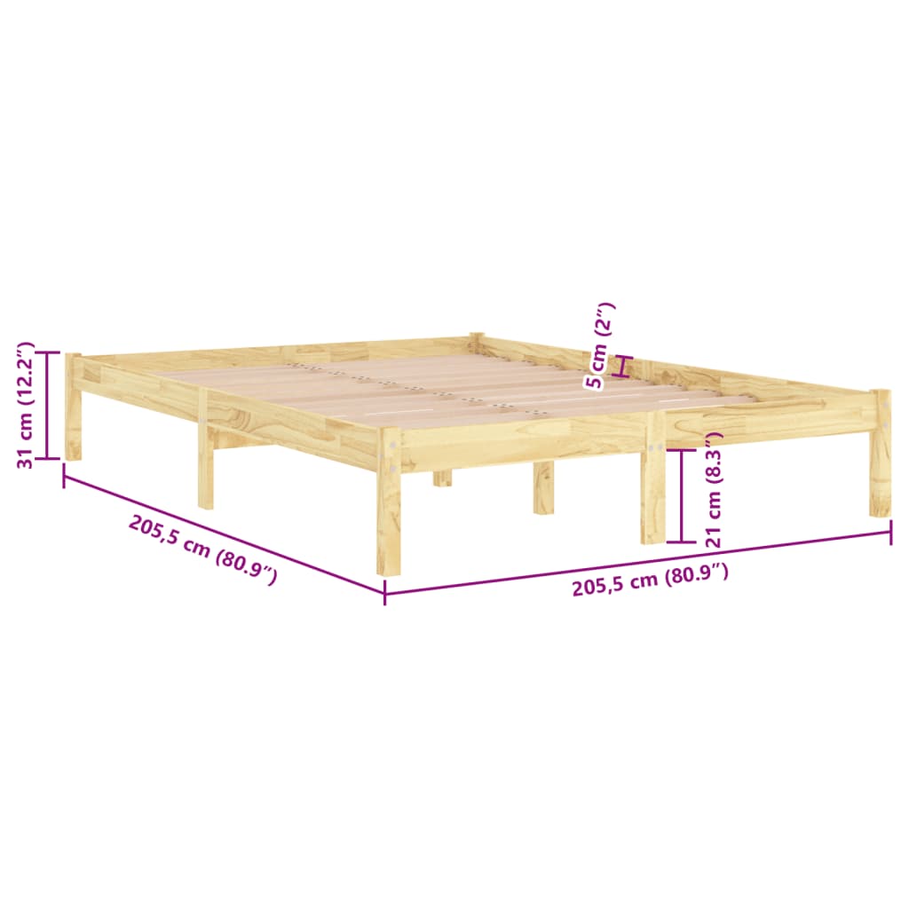 Okvir za krevet od masivne borovine 200 x 200 cm