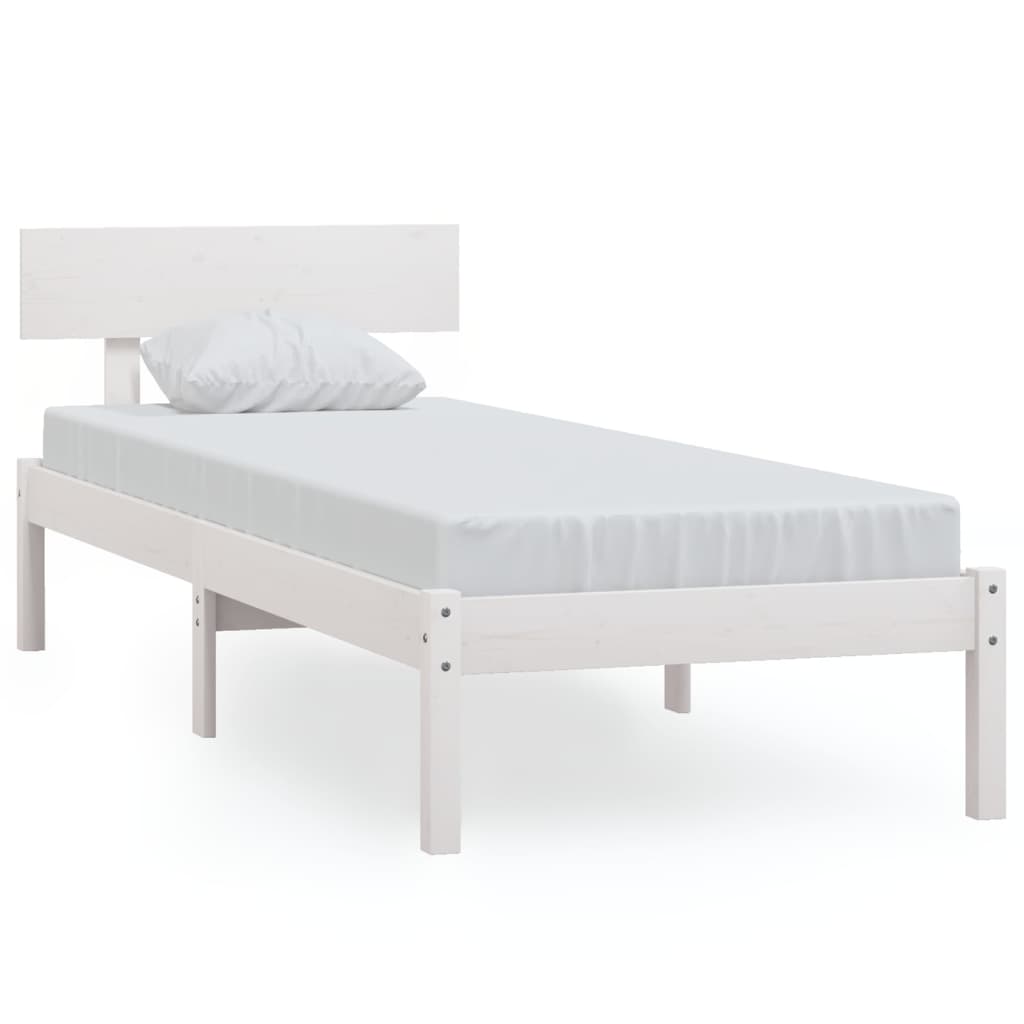 Okvir za krevet od masivnog drva bijeli 75 x 190 cm mali