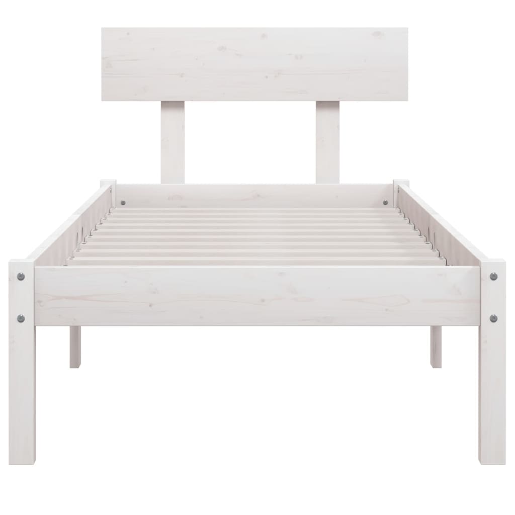 Okvir za krevet od masivnog drva bijeli 75 x 190 cm mali